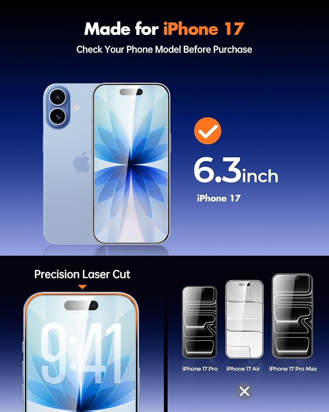 UNBREAKcable Privacy Screen Protector for iPhone 17, 2-Pack | True 28° Anti-Spy, Shatterproof Tempered Glass, 9H Hardness, Easy Install, Bubble-Free, Anti-Scratch, Case Friendly - Image 9