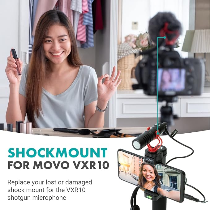 Movo SMVXR10 Replacement Shockmount for VXR10 Shotgun Camera Microphone- Shock Mount VXR10 Condenser Microphone - Image 3