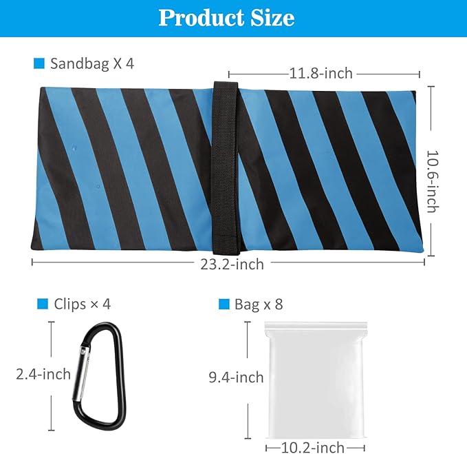 4 Packs Blue Sandbag Weight Bags for Light Photography Video Equipment | Heavy Duty Saddlebags for Backdrop Stand, Photo Tripod, Canopy, Pop up Tent, Umbrella Base, Fishing Chair, Picnic Table - Image 4