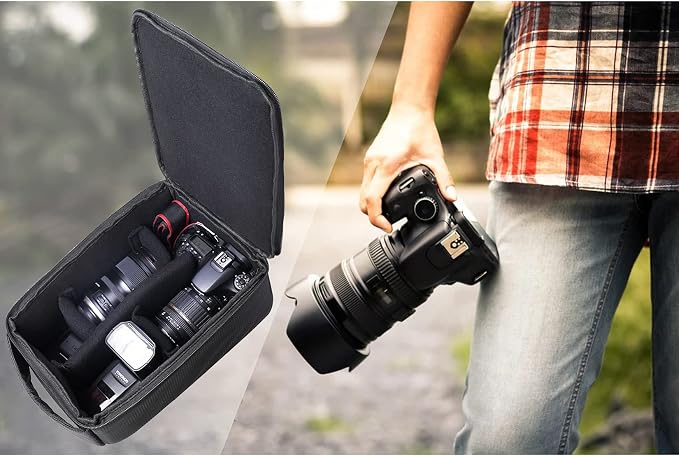 Roomy Camera Protective Bag Insert Waterproof Lens Pouch Shockproof DSLR SLR Carrying Case with Thicken Partition Padded Liner for Sony Canon Nikon Camera Flash Light & Accessories - Image 7