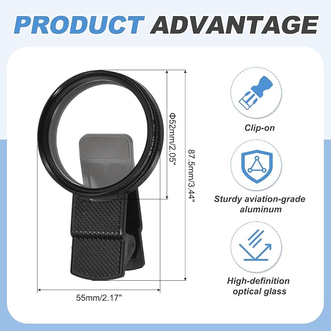 PATIKIL 52mm Phone Camera Lens, Clip-On 4 Point Star Filter Circular Polarizing Lens for Most Smart Phones and DSLR Cameras, Black - Image 2