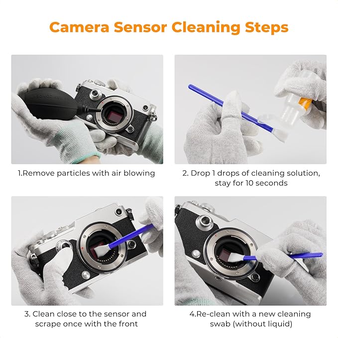 K&F CONCEPT M4/3 Sensor Cleaning Kit with Sensor Cleaner for M4/3 Cameras | 12mm sendor SwabsX10,Vacuum Package,Flexible Grip Rod,Superfine Microfiber Cloth Material,Mild Cleaning Liquid,MA03 - Image 7