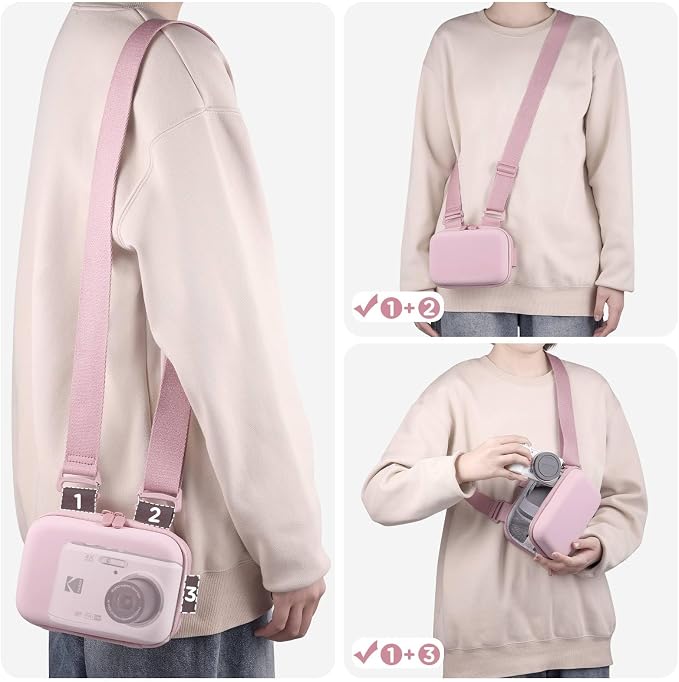 TAAOKA Digital Camera Case, Waterproof & Protective Small Camera Bag with 2 Carrying Ways, Lightweight camera sling bag for PowerShot ELPH 180/190 / Sony DSCW800/DSCW830 - Pink - Image 5