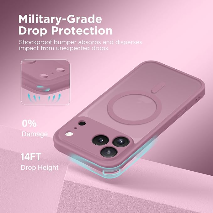 CAPRARO for iPhone 17 Pro Max Case, Compatible with MagSafe | Upgraded [Full Camera Protection] Protective Translucent Matte Women Girl Magnetic Phone Case Cover, Blackcurrant - Image 6
