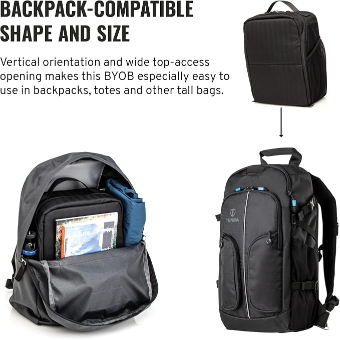Tenba BYOB 10 DSLR Backpack Insert - Turns any bag into a camera bag for DSLR and Mirrorless cameras and lenses – Black (636-624) - Image 4