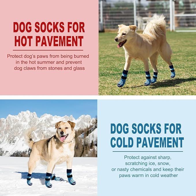 EXPAWLORER Anti Slip Dog Socks to Prevent Licking Paws, Dog Shoes for Hot Pavement, Dog Booties for Small Medium Large Senior Dogs, Traction Control Boots & Paw Protectors for Hardwood Floors - Image 6