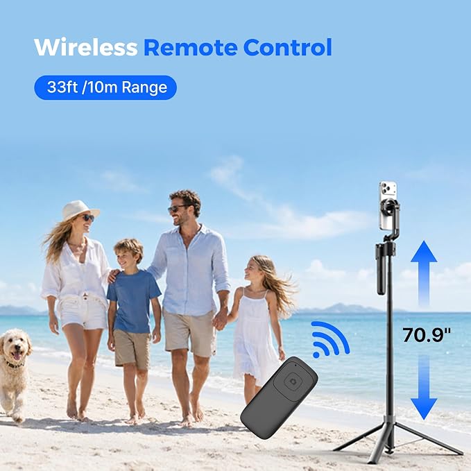 Magnetic Phone Tripod with Light for iPhone MagSafe 70.9'' Auto Face Tracking Selfie Stick with Remote, Portable 360°Tracking Stand that Follows Your Movement for Video Recording, Travel, Vlogging - Image 8