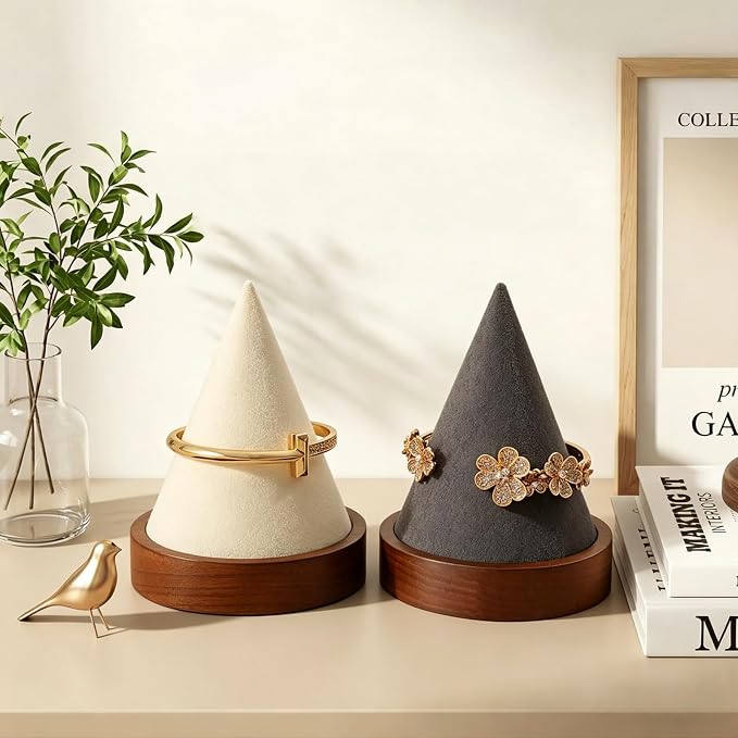 Wooden Conical Bracelet Display Stand, Watch Bangle Organizer Rack-Old Lace | Jewelry Display Holder for Headbands, Scrunchies, Perfect for Home, Boutique, Vendors Exhibit Trade Shows Retail Stores - Image 8
