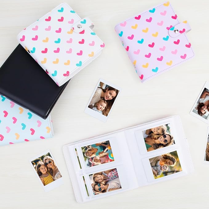 Ruibytree 112-Pocket Small Photo Album for 2x3 Pictures, Hearts Pink,1 Pack | Cute PU Leather Cover, Compact Portable, Compatible with Fujifilm Instax Mini & Polaroid 2x3 Photos, Easily Store all Memorie - Image 6