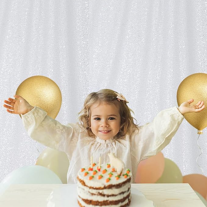 Poise3EHome White Sequin Backdrop, 20Ft x 10Ft Glitter Photography Background Curtains for Party Baby Shower Wedding Birthday Christmas Thanksgiving Halloween Decoration - Image 5