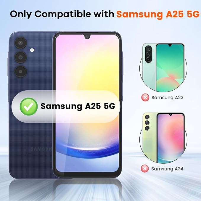 3+3 for Samsung Galaxy A25 5G Privacy Screen Protector Camera Protector | 9H Tempered Glass Cell Phone Protector Camera Lens Protector - Image 2