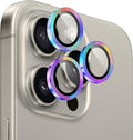 Camera Lens Protector for iPhone 15 Pro/iPhone 15 Pro Max,1 Pack | Tempered Metal Glass Camera Cover, HD Clear Anti-Scratch Lens Screen Protector Film,Case Friendly,Colorful Titanium by Unknown