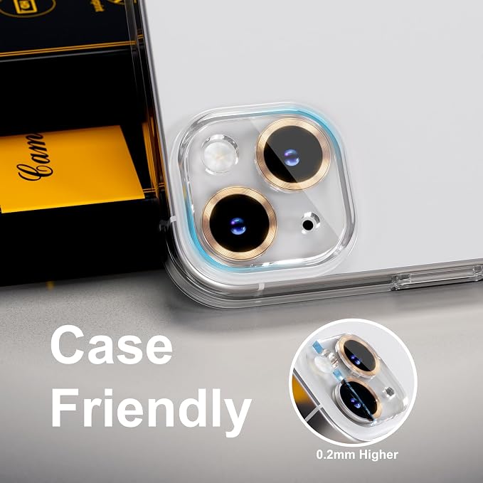 for 6 Pack iPhone 15 / iPhone 15 Plus Camera Lens Protector [Drop Protection] [Case Friendly] [Easy Installation] 9H Tempered Glass Camera Screen Protector Cover Accessories, CD Gold - Image 6