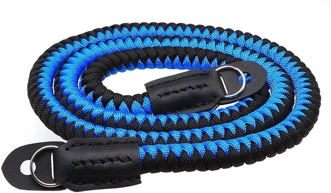 Paracord Woven Camera Neck Shoulder Strap Belt Hand Compatible with Canon Nikon Sony Olympus Pentax Fujifilm Panasonic SLR DSLR Digital Mirrorless Cameras 42 inch Black Blue by HITHUT