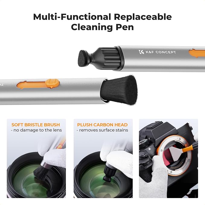 K&F CONCEPT 23-in-1 Lens Cleaning Kit for Pro Photographers, Multi-Scene | Replaceable APS-C and Full-Frame Swabs,Prevent Debris,Clean Optics, Quick-Dry,Oil-Free, Anti-Static, Multi-Device, Case,MK05 - Image 2