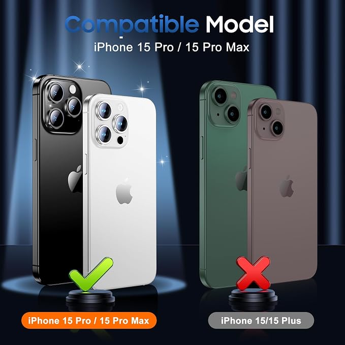 UniqueMe for iPhone 15 Pro/15 Pro Max Camera Lens Protector-Bright Purple | 3 Pack-Drop Protection, Case Friendly, 9H Tempered Glass, Camera Cover Screen, Update New Version - Image 7