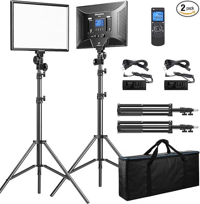D50 LED Video Light Panel Lights 15.4", 2 Packs 45W 3000K-8000K Bi-Color Dimmable Photography Lighting, CRI 96+ Videography Lighting for Video Shooting/Gaming/Live Stream/Studio/Film by Dazzne
