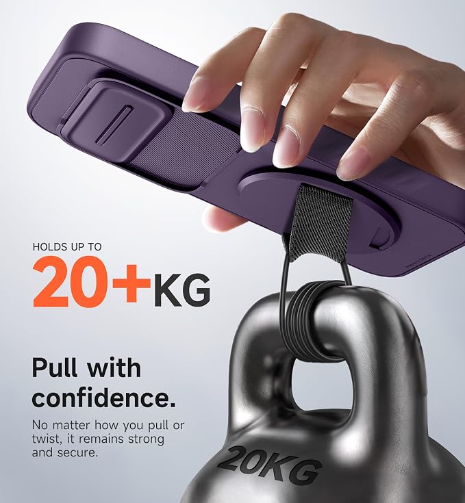 SURITCH for Google Pixel 10/10 Pro Case with 360° Rotatable Hand Strap Phone Grip Holder & Invisible Kickstand & Slide Camera Cover, Protective Cover for Pixel 10/10 Pro -Dark Purple - Image 5