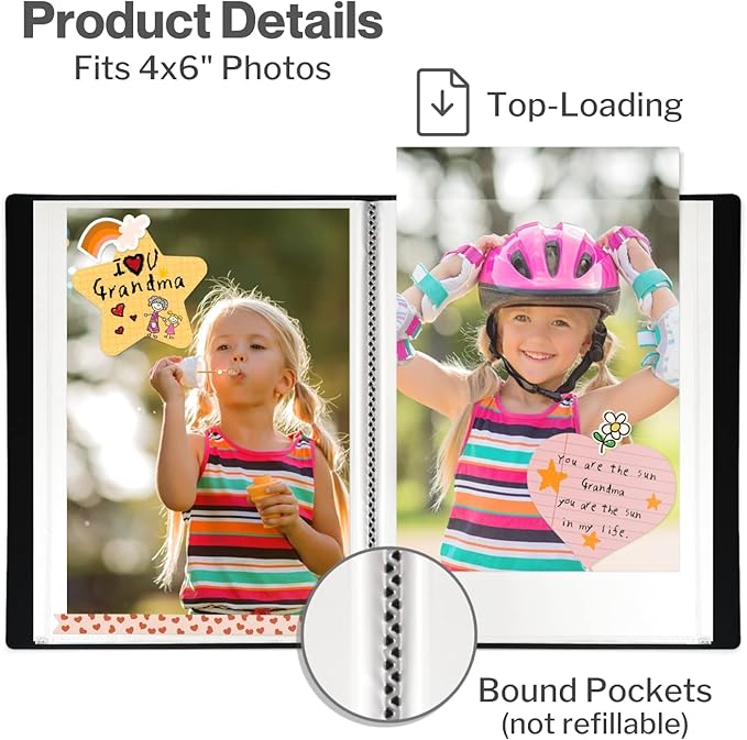 Cranbury 2-Pack Mini Photo Albums 4x6, 48 Photos, Clear Sleeves, Pink | 24 Pockets Each, Customizable Covers, Compact Storage for 4x6 Photos & Keepsakes - Image 2