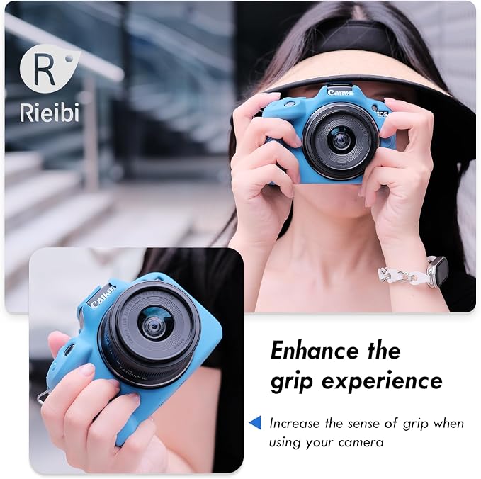 Rieibi EOSR50 EOS R50 Case, Soft Silicone Protective Case for Canon EOS R50 EOSR50 Vlogging Camera, Lightweight EOS R50 Camera Case Cover Grip Body Skin - Blue - Image 7