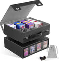 ZLCA MTG Storage Box 4-Row with Handle, MTG Deck Box | Holds 3000+ Trading Cards with Portable Handle, Commander Storage Card Case for Top Loaders TCG PTCG Sport Card(Black&Grey) by ZLCA