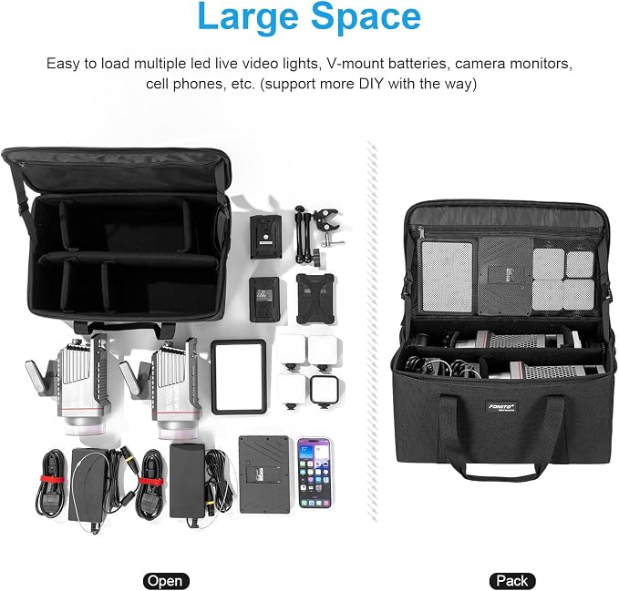 FOMITO AB-27B Foldable Camera Storage Bag 44x30x22cm Shockproof Case for DSLR, Gimbal, Drone Heavy-Duty Handle - Image 2