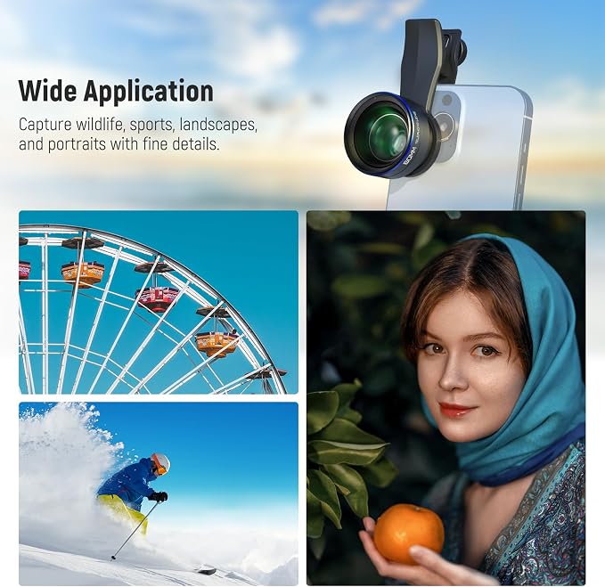 NEEWER 60mm Telephoto Lens with 17mm Thread Phone Lens Clip & 67mm Filter Adapter Ring, 2X Magnification Compatible with iPhone Samsung, LS-41 PRO - Image 9