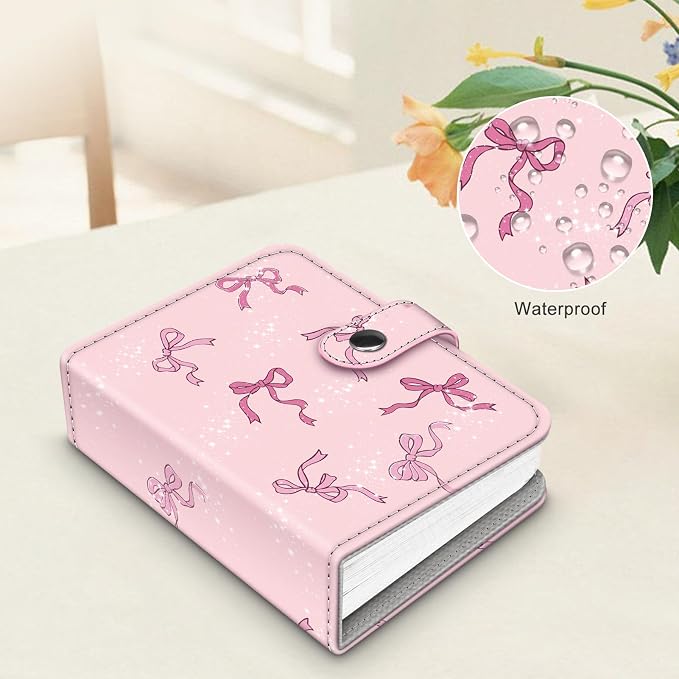 Fintie Mini Photos Album Book for 2x3 Inch Films - 52 Pockets Small Albums | For Fujifilm Instax Mini, Polaroid Hi-Print Pictures, Portable Kpop Photocard Holder, Travel Memory Book, Pink Bow - Image 4