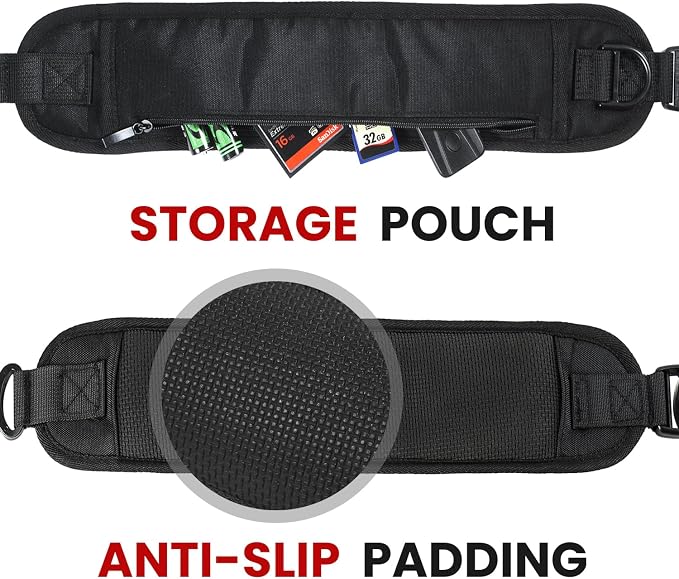 waka Rapid Camera Neck Strap with Quick Release and Safety Tether | Adjustable Camera Shoulder Sling Strap for Nikon Canon Sony Olympus DSLR Camera - Black - Image 3
