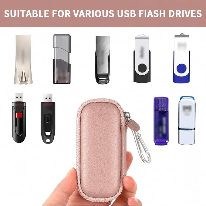 USB Flash Drive Case, SD Card/Thumb Drive/Memory Cards Holder, Bag Only | SDXC/SDHC Storage, Electronic Accessories Organizer for SanDisk / for Samsung, for Students/IT/Office/School/Travel, RoseGold - Image 2