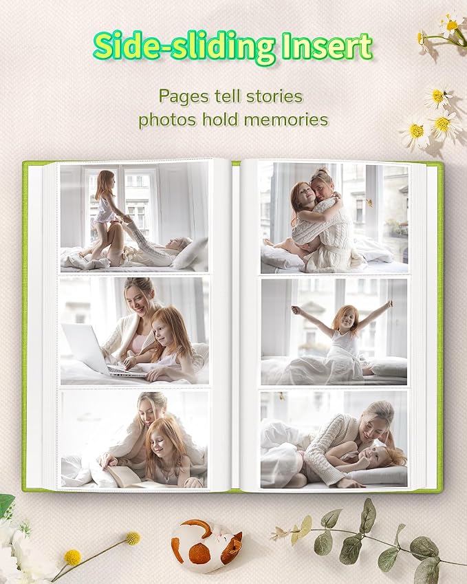 Artfeel Photo Album 4x6 with 300 Pockets,Slip-in Picture Albums,Linen Cover Memory Book with Front Window,White Page Vertical Photo Book for Wedding,Family,Anniversare,Baby,Vacation - Image 5