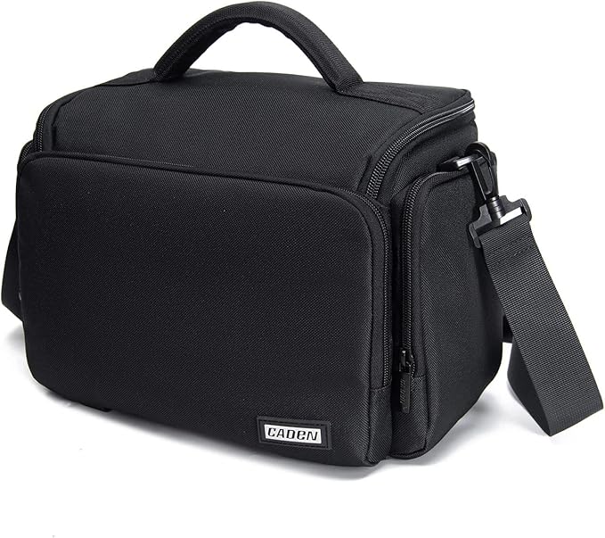 CADeN Compact Camera Shoulder Crossbody Bag Case Compatible for Nikon, Canon, Sony SLR/DSLR Mirrorless Cameras and Lenses Waterproof (1.0 L, Black) by CADeN