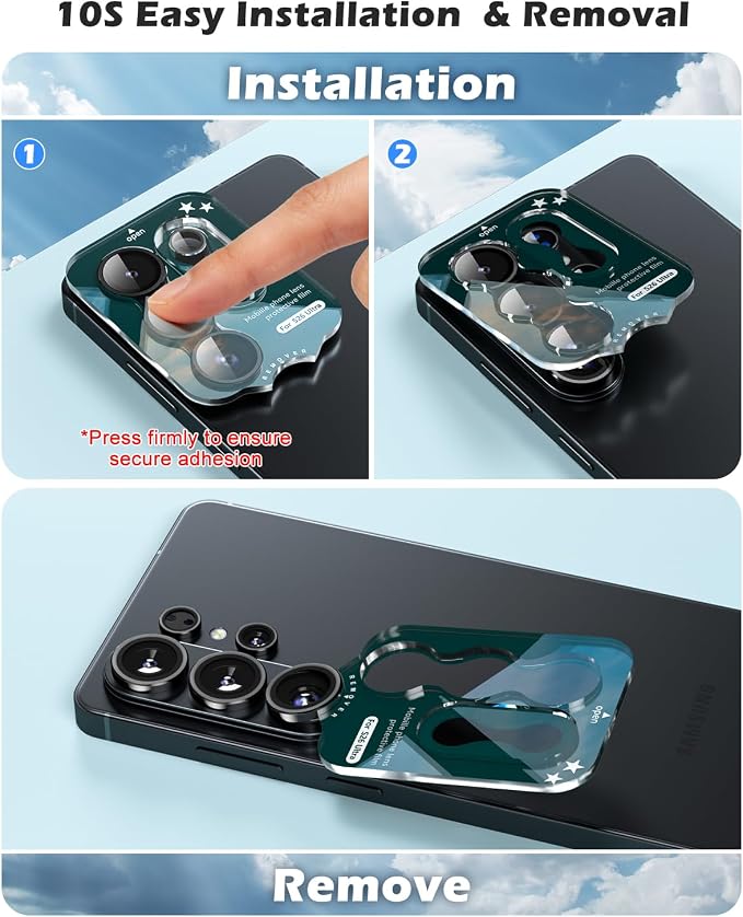 CloudValley for Samsung Galaxy S26 Ultra Camera Lens Protector | 9H Tempered Glass + Aluminum Alloy Lens Protective Ring Ultra-HD Individual Lens Cover,Black - Image 7