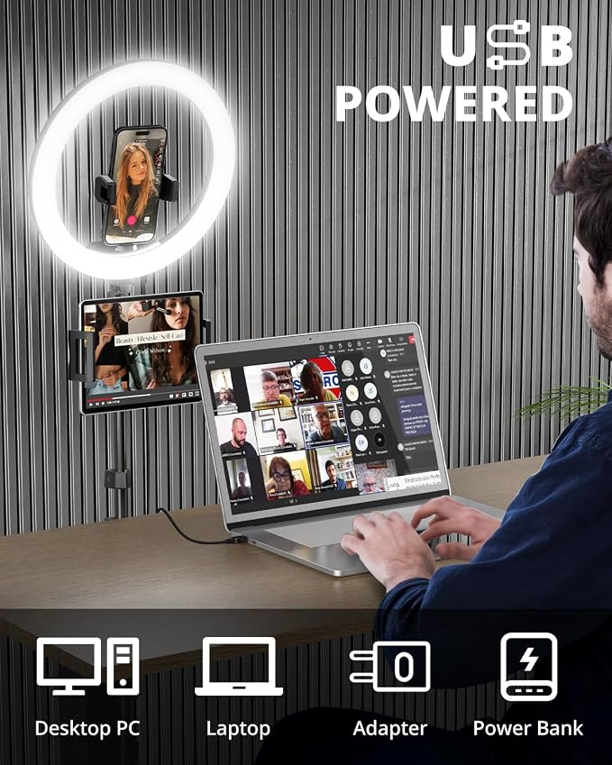 UBeesize 12" Ring Light with 74" Extendable Tripod Stand and Tablet Holder | LED Circle Light with Phone & iPad Holder for Video Recording, Photography, Live Streaming, Makeup, Webcam, TikTok & YouTube - Image 6