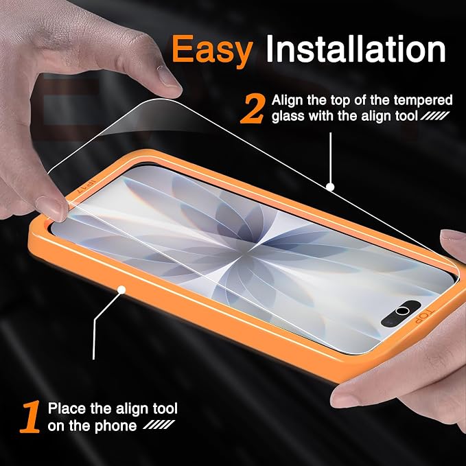 Wiaocit 3 Pack Tempered Glass Screen Protector for iPhone 17 | 9H Hardness, Installation Frame, Bubble Free, Case Friendly - Image 2