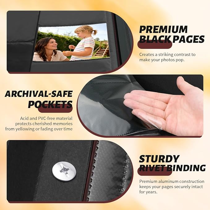 Leather Photo Album 4x6 Pockets, Picture Album for Family Christmas Gift | Large Capacity PU Leather Cover 600 Pockets Black Inner Page Slip In Holds Horizontal & Vertical Photos - Image 5