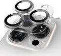Compatible for iPhone 15 Pro/iPhone 15 Pro Max Camera Lens Protector, Clear Acrylic Plus Aluminium Alloy Ring 9H Tempered Glass Screen Camera Cover, Silver by KANOSAN