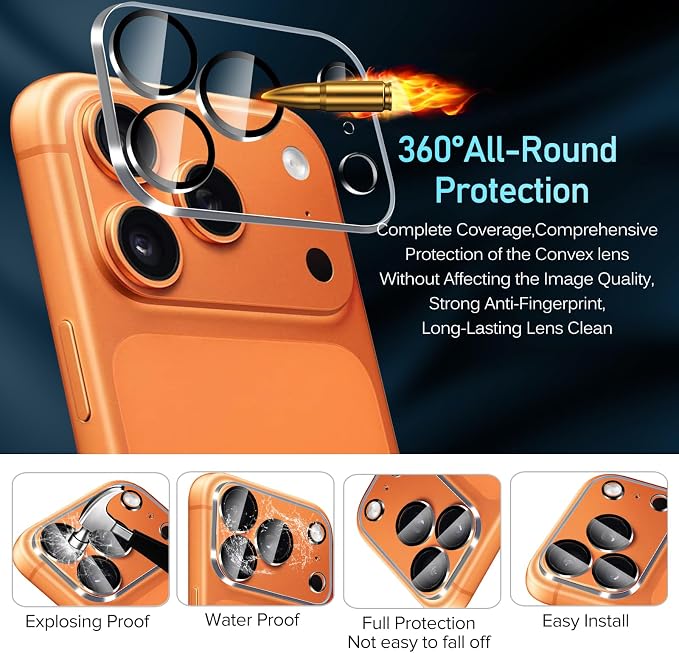 ivoler Camera Lens Protector for iPhone 17 Pro Max 6.9", 4-Pack | Screen Protector Tempered Glass[Case Friendly][New Version], for iPhone 17 Pro Max Scratch-Resistant,Clear+Black Circle - Image 3