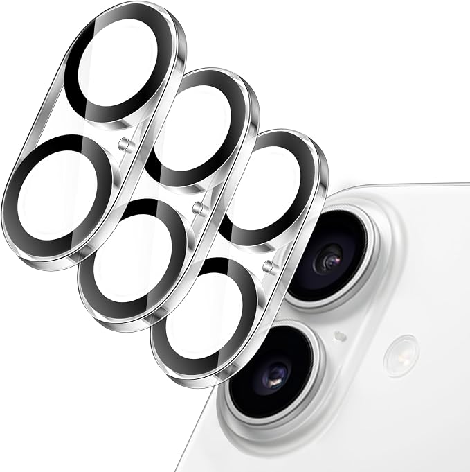 JETech Camera Lens Protector for iPhone 16/16 Plus, 3-Pack | 9H Tempered Glass, HD Clear, Anti-Scratch Protection, Night Shot Compatible, Case-Friendly by JETech