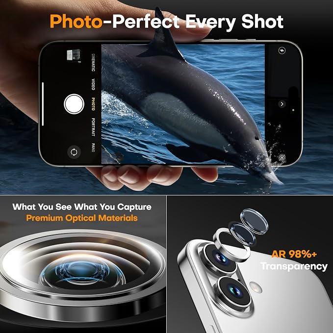 Camera Lens Protector for iPhone 17/16/16 Plus- White | 9H Tempered Glass, Metal Individual Camera Cover, Accessories, Anti-drop, Case Friendly, HD Clear, Anti-Scratch - Image 5