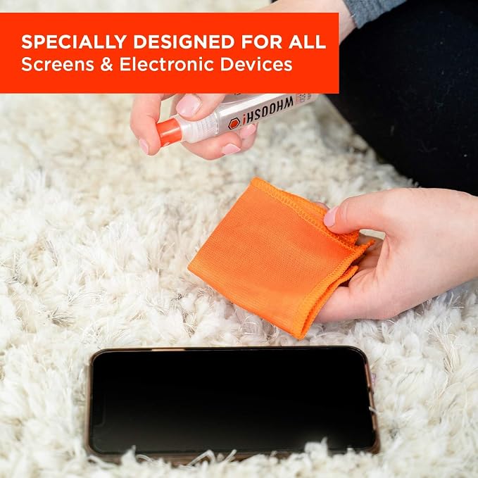 WHOOSH! Screen Shine Go – Refillable Screen Cleaner Kit, Set of 18, 1 fl oz | Includes 18 – 6x6" Microfiber Cloths, TSA Approved for Travel, For MacBook, Phone, iPad & Eyeglasses, For Bulk/Business Use - Image 3