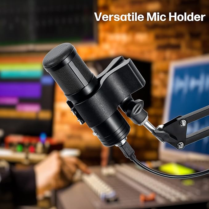 Large Microphone Clips for Mics with Outer Diameter 1.26" to 2.3" | Adjustable Mic Holder, Premium ABS, Inside sponge to protect microphones, With 5/8" Male to 3/8" Female Screw Adapter - Image 2