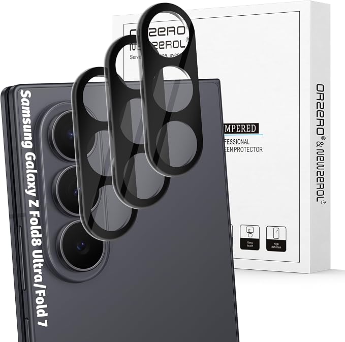 (3 Pack) Orzero Camera Lens Protector Compatible for Samsung Galaxy Z Fold 8 Ultra/Fold 7, Protector de Cámera Tempered Glass 9H Precise Camera Cutouts Anti-Scratch Does Not Affect Night Shots and Flash by JumpIntoOrzeroLet%E2%80%99sExploreLikeNeverBefore