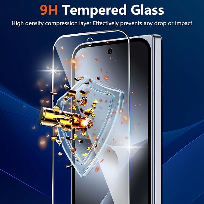 (3+2 Pack) Glass Screen Protector for Google Pixel 10 Pro Fold with Camera Lens Protector,9H Tempered Glass,Fingerprint Unlock,Anti-Scratch,Bubble Free,Case Friendly - Clear - Image 3