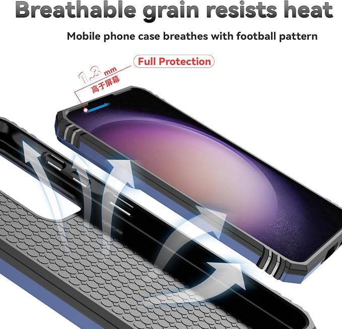 for Samsung Galaxy S24 Plus Case with Camera Lens Cover HD Screen Protector, Military-Grade Drop Tested Magnetic Ring Holder Kickstand Protective Phone Case for Samsung Galaxy S24 Plus (Navy Blue) - Image 9