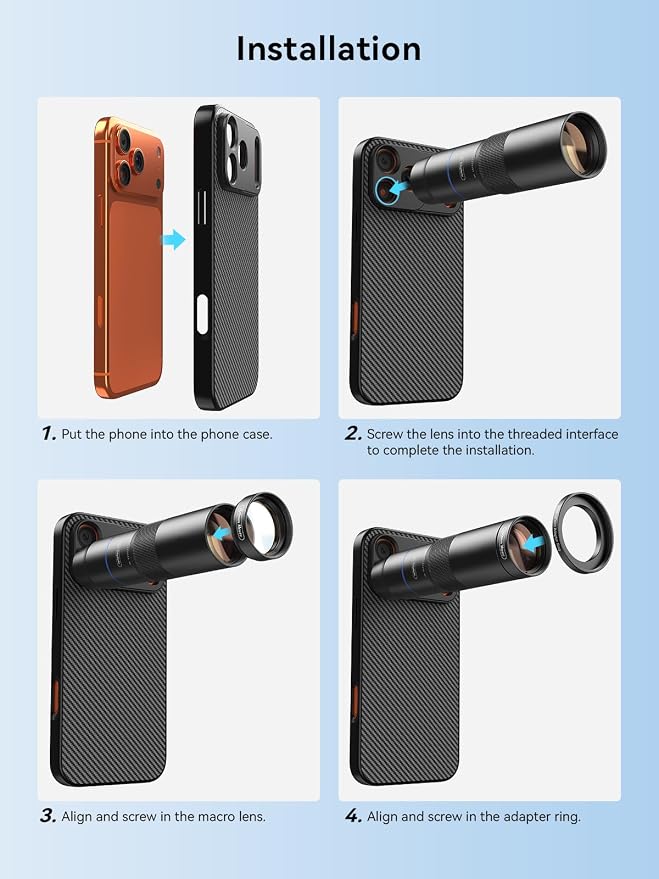 MIAO LAB 10X Telephoto + 200mm Macro Lens for iPhone 17 Pro Max, 2-in-1 Telephoto & Macro with 17mm Thread Interface & Dedicated Case – Perfect for Concerts, Travel, and Outdoor Exploration - Image 8