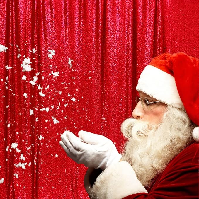 Poise3EHome 6FT x 8FT Red Sequin Photography Backdrop Curtain for Christmas Party Decoration - Image 4