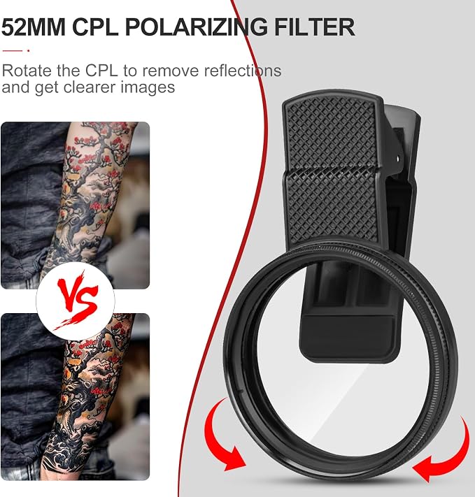 Tattoo Light Kit with 120LED and CPL Filter Lens, Polarized Light for Tattoo, Tattoo Equipment & Supplies, Compatible with iPhone DSLR Camera, Tattoo Lighting Lamp Food Photography Remove Glare - Image 5
