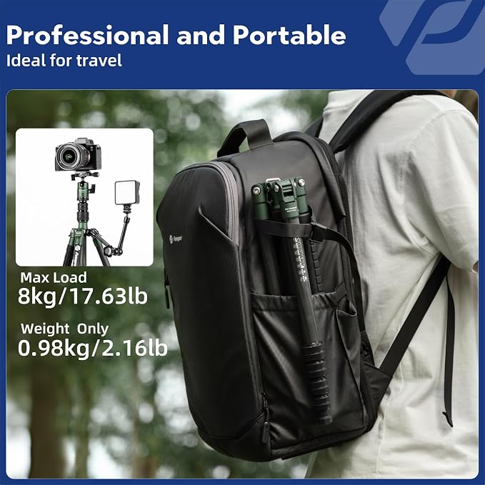 Fotopro 60" Carbon Fiber Camera Travel Tripod, 2lbs Super Lightweight Compact Tripod with 360° Metal Ball Head, Detachable Monopod, with Arca QR Plate & Bag, Load up to 8KG/17.63lbs, for SLR DSLR - Image 2