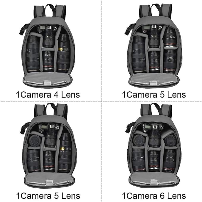 CADeN Camera Backpack Bag Professional for DSLR/SLR Mirrorless Camera Waterproof, Camera Case Compatible for Sony Canon Nikon Camera and Lens Tripod Accessories Gray - Image 6